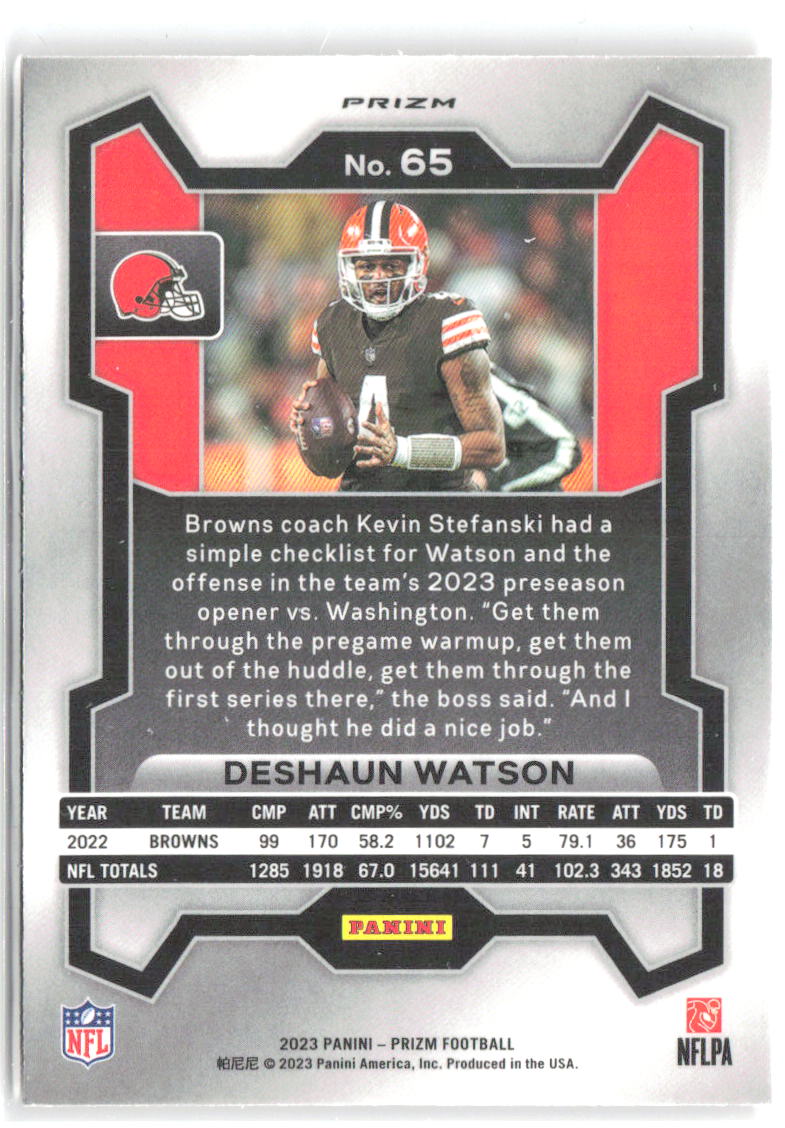 Deshaun Watson Panini Prizm - Lazer 65 2023 Cleveland Browns
