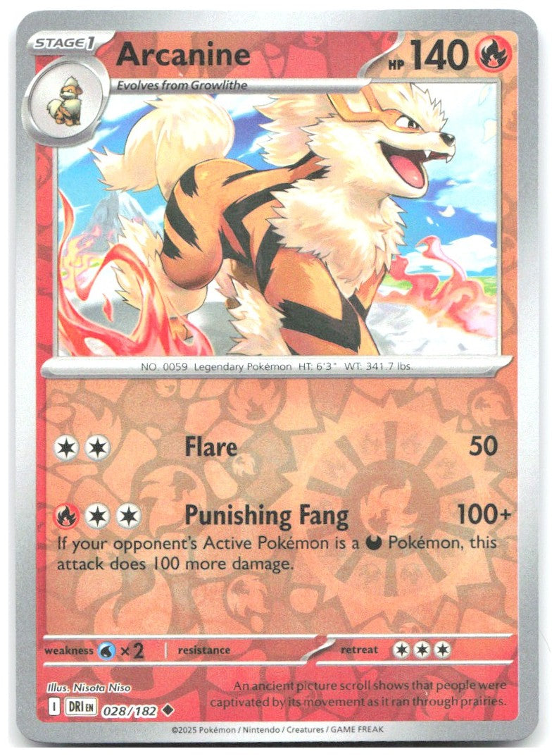 Arcanine Reverse Holo Uncommon SV10 Destined Rivals 028/182 NM Nisota Niso