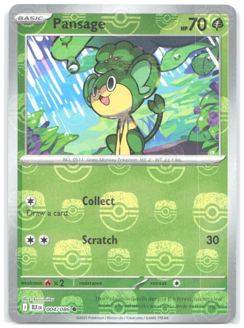 Pansage Master Ball Pattern Holo Common SV Black Bolt 004/086 NM kurumitsu