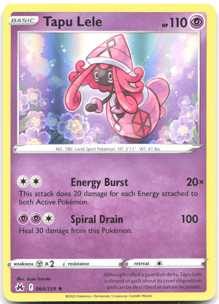 Tapu Lele Reverse Holo Holo Rare SWSH Crown Zenith 064/159 NM Saya Tsuruta