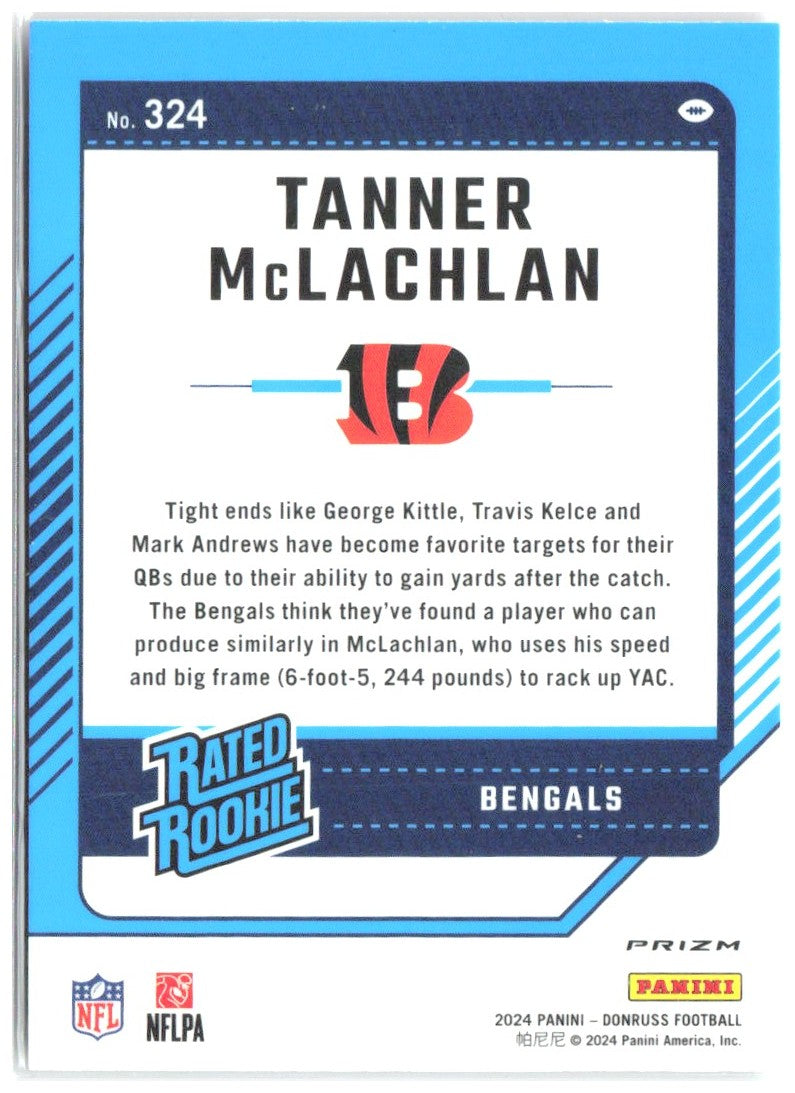 Tanner McLachlan Donruss - Optic Rated Rookies Red and Green 324 2024 Bengals