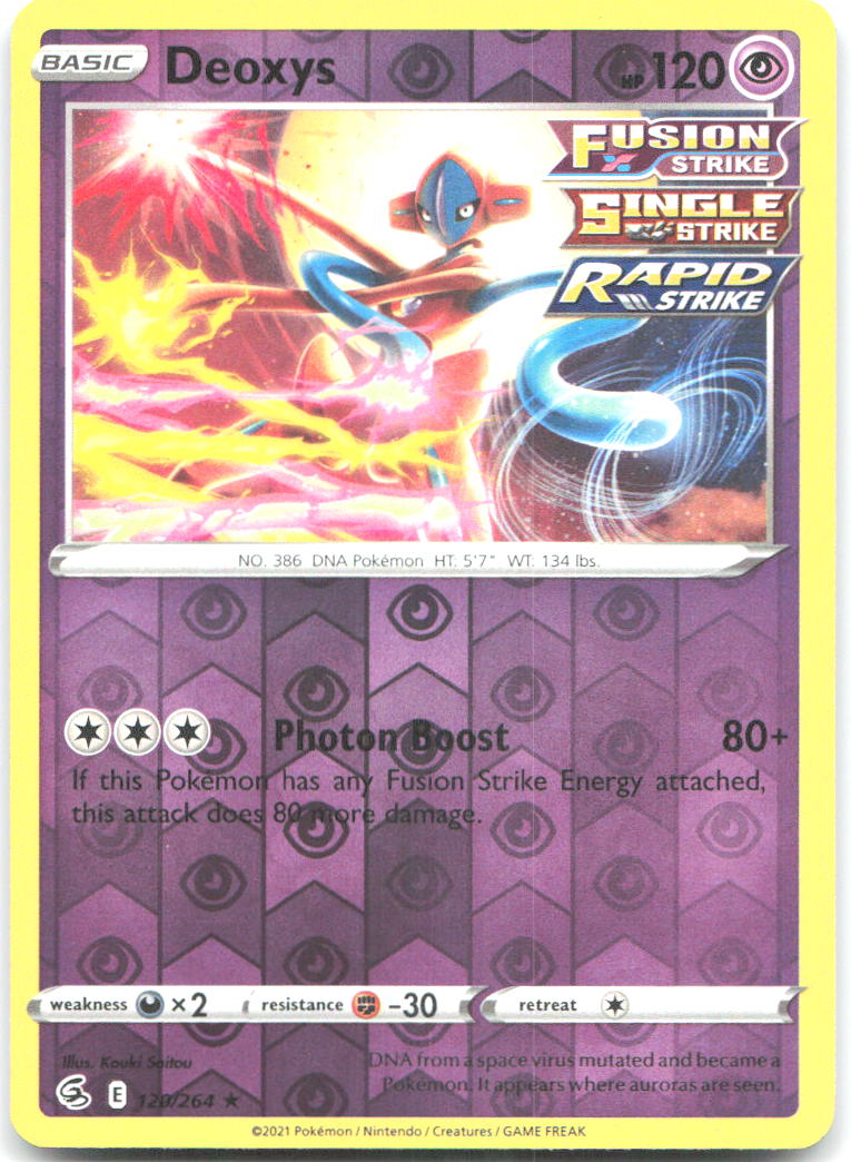 Deoxys Reverse Holo Holo Rare SWSH08 Fusion Strike 120/264 NM Kouki Saitou