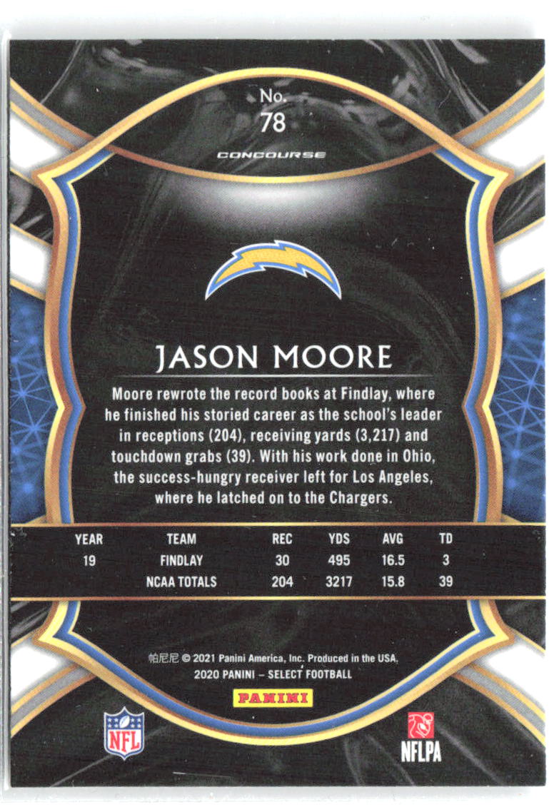 Jason Moore Panini Select 78 2020 Los Angeles Chargers RC