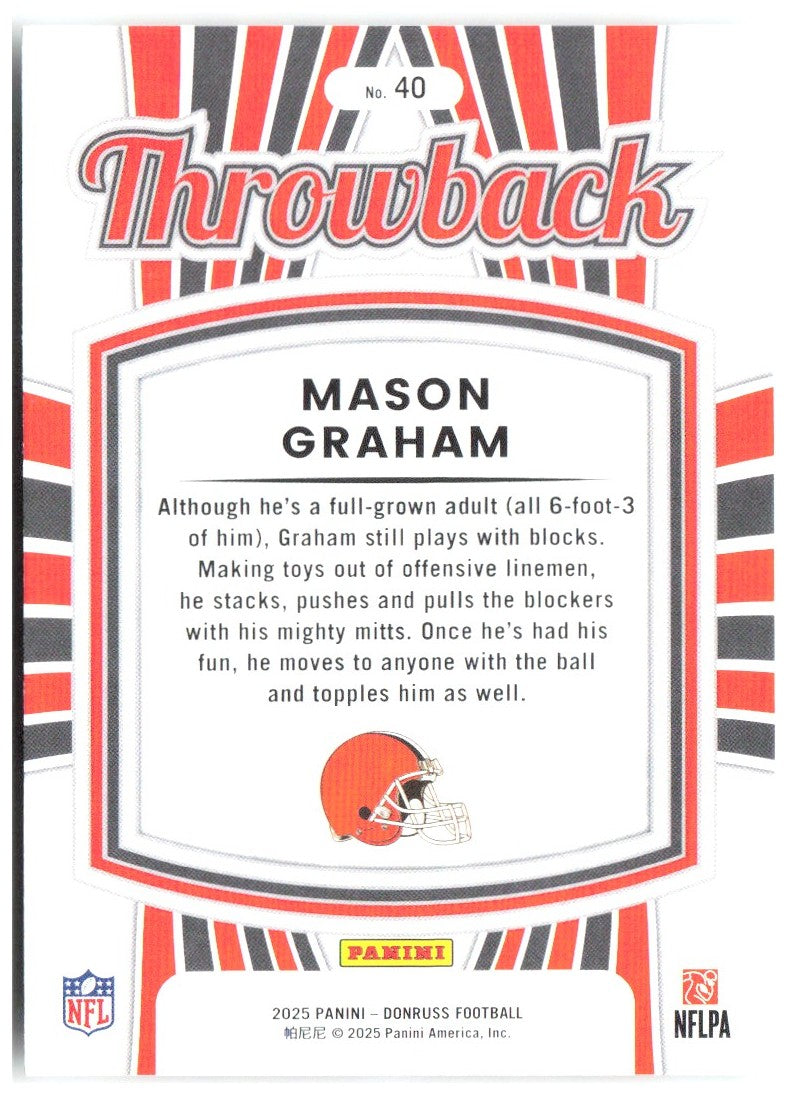 Mason Graham Donruss - Rated Rookies Throwback 40 2025 Cleveland Browns