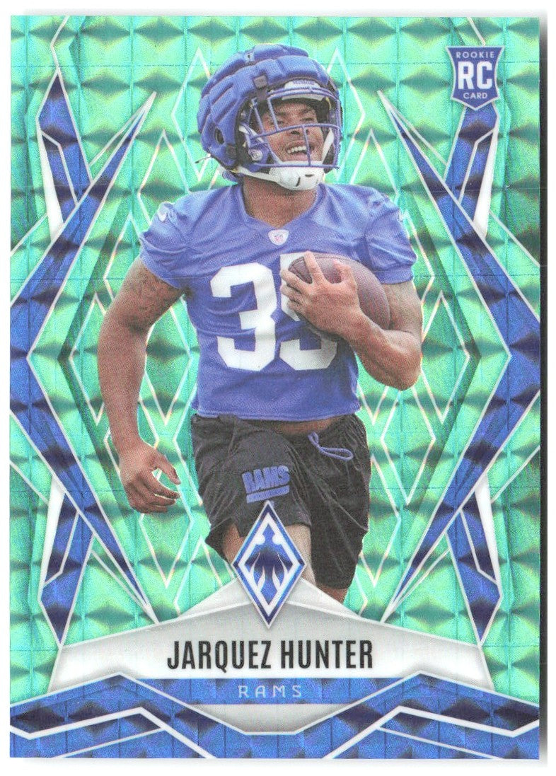 Jarquez Hunter Panini Phoenix Teal Pyramids Prizm 232 2025 Los Angeles Rams /225