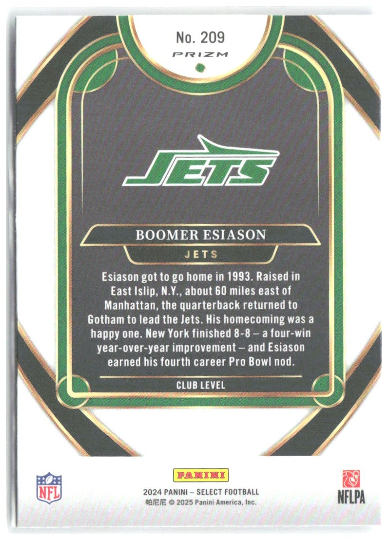 Boomer Esiason Panini Select - Red & Yellow Prizm Shock 209 2024 New York Jets