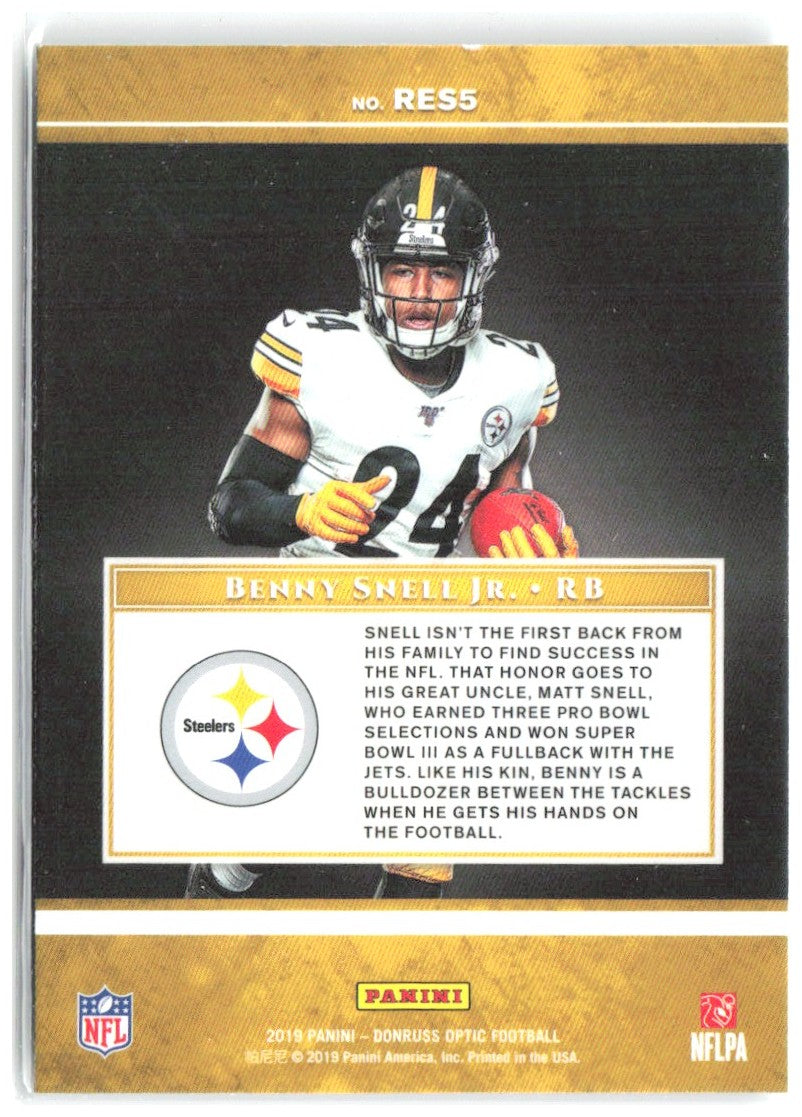 Benny Snell Jr. Donruss Optic Rookie Elite Series RES5 2019 Pittsburgh Steelers