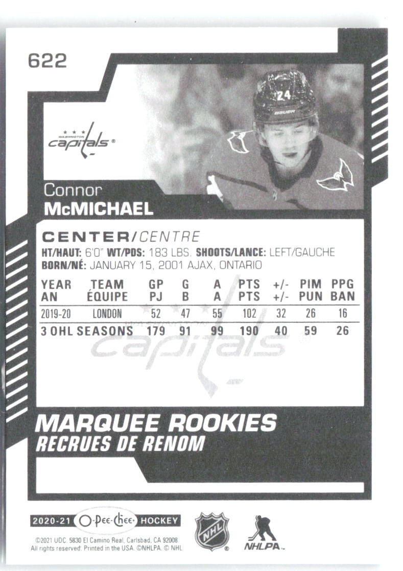 Connor McMichael Upper Deck - 2020-21 O-Pee-Chee Update 622 2020-21 Washington Capitals RC