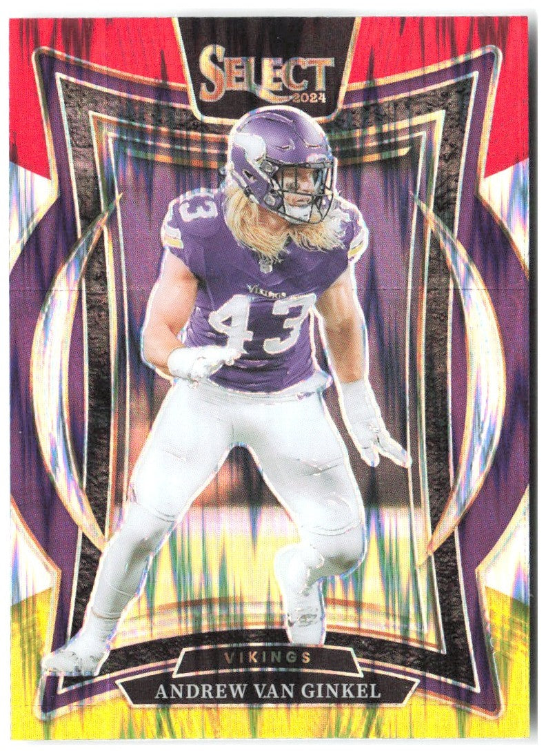 Andrew Van Ginkel Select - Red & Yellow Prizm Shock 6 2024 Minnesota Vikings