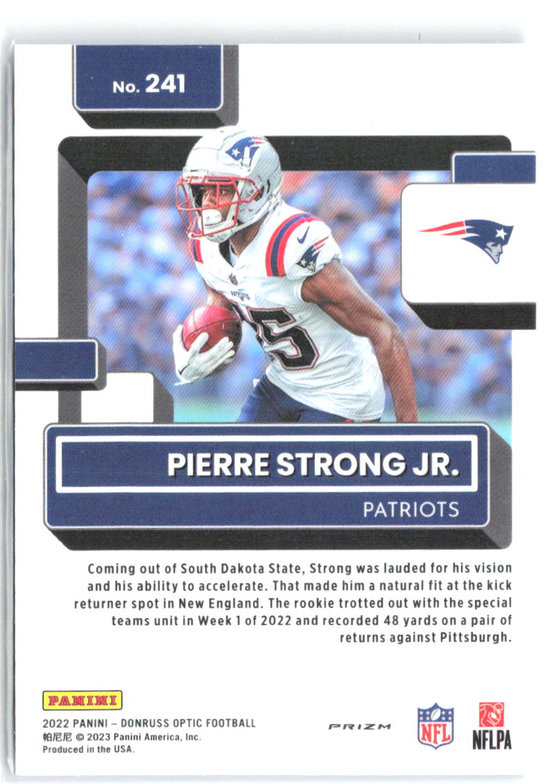 Pierre Strong Jr. Donruss Optic - Purple Shock 241 2022 New England Patriots