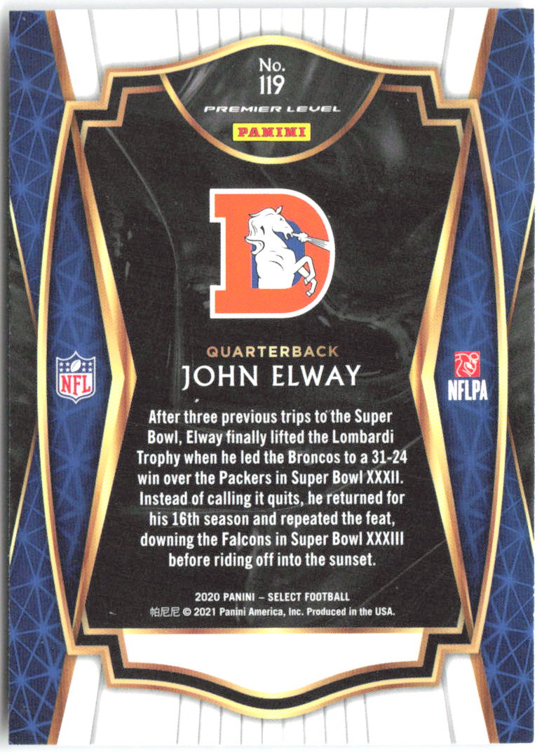 John Elway Panini Select 119 2020 Denver Broncos