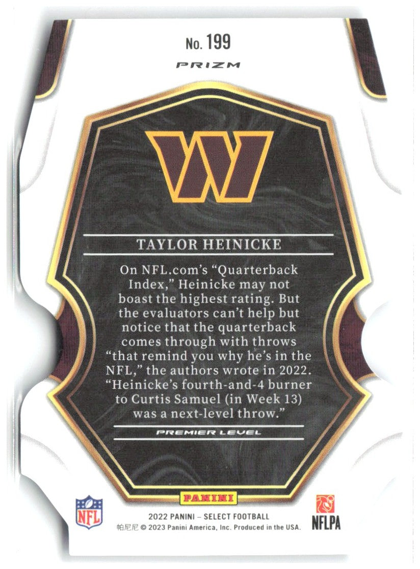 Taylor Heinicke Select Red and Blue Prizm Die Cut 199 2022 Washington Commanders
