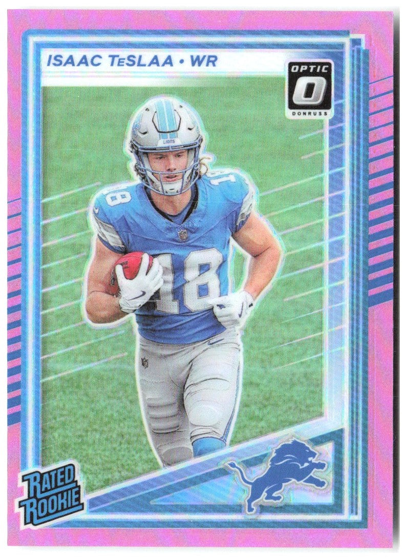 Isaac TeSlaa Donruss - Optic Rated Rookies Preview Pink 338 2025 Detroit Lions