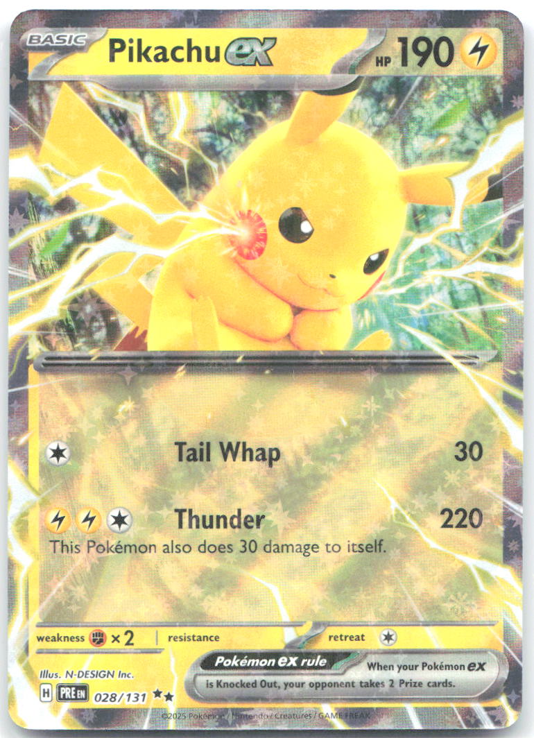 Pikachu ex 028 131 Holo Double Rare SV: Prismatic Evolutions 028/131 NM N-DESIGN Inc
