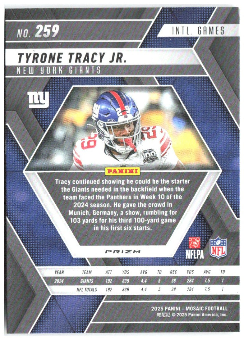 Tyrone Tracy Jr. Panini Mosaic - Silver 259 2025 New York Giants