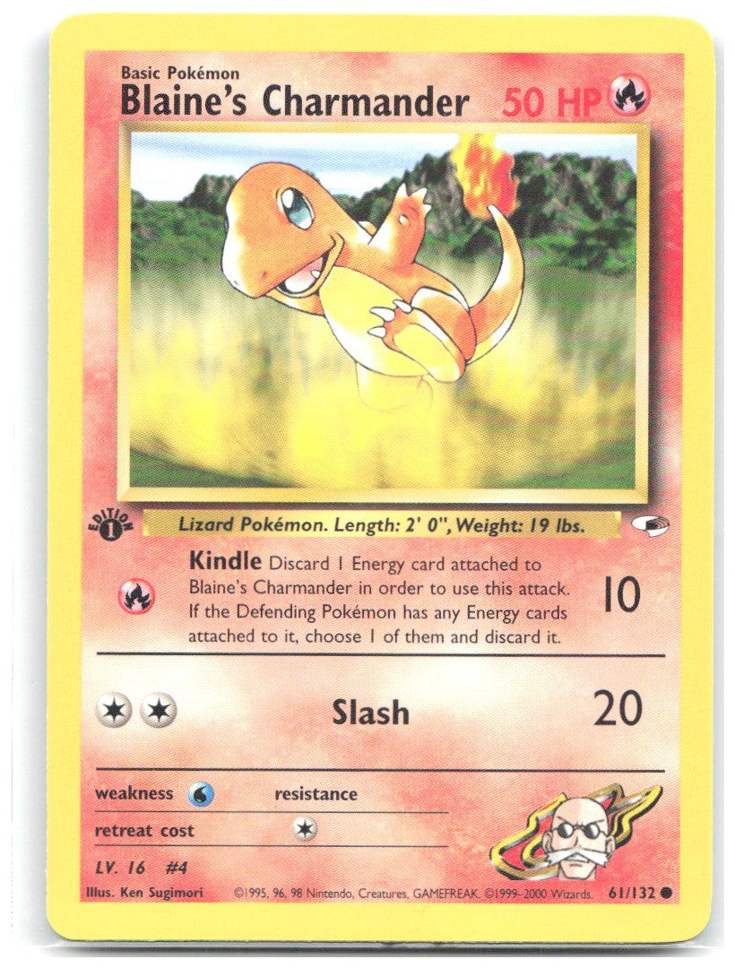 Blaine's Charmander 1st Edition Common Gym Heroes 061/132 NM Ken Sugimori