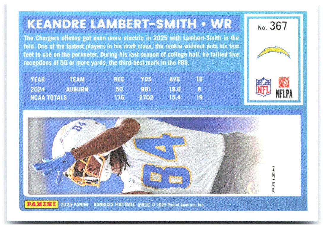 KeAndre Lambert-Smith Donruss - Optic Rated Rookies Blue Scope 367 2025 Chargers