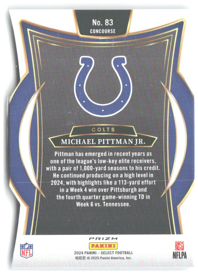 Michael Pittman Jr. Select - Silver Prizm Die Cut 83 2024 Indianapolis Colts
