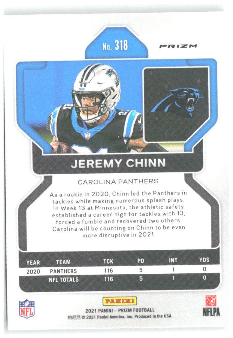 Jeremy Chinn Panini Prizm - Neon Green Pulsar 318 2021 Carolina Panthers