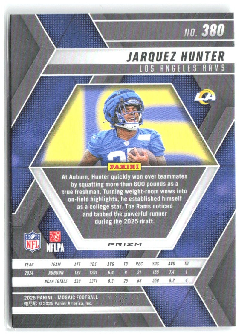 Jarquez Hunter Panini Mosaic - Mosaic Green 380 2025 Los Angeles Rams