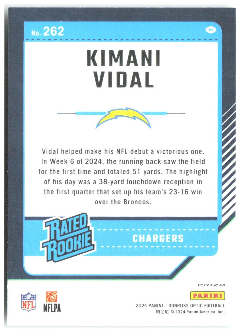 Kimani Vidal Donruss Optic - Green Hyper 262 2024 Los Angeles Chargers