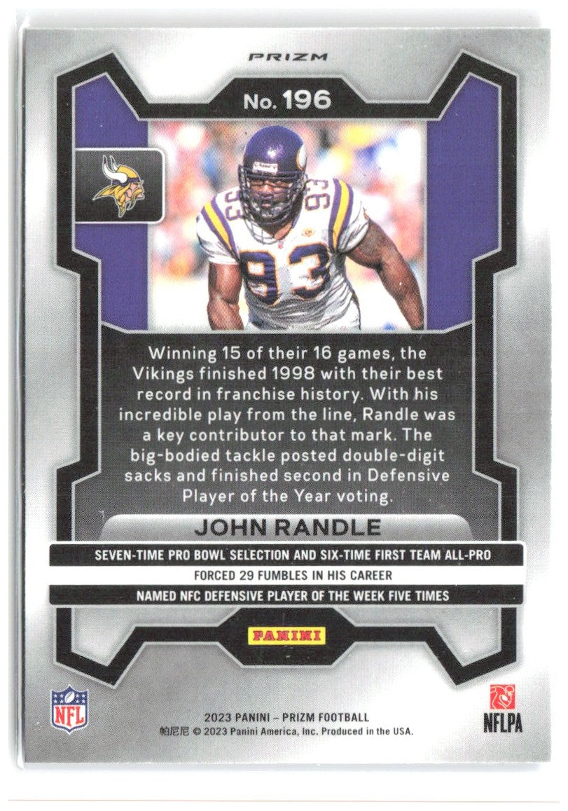 John Randle Panini Prizm - Red White and Blue 196 2023 Minnesota Vikings