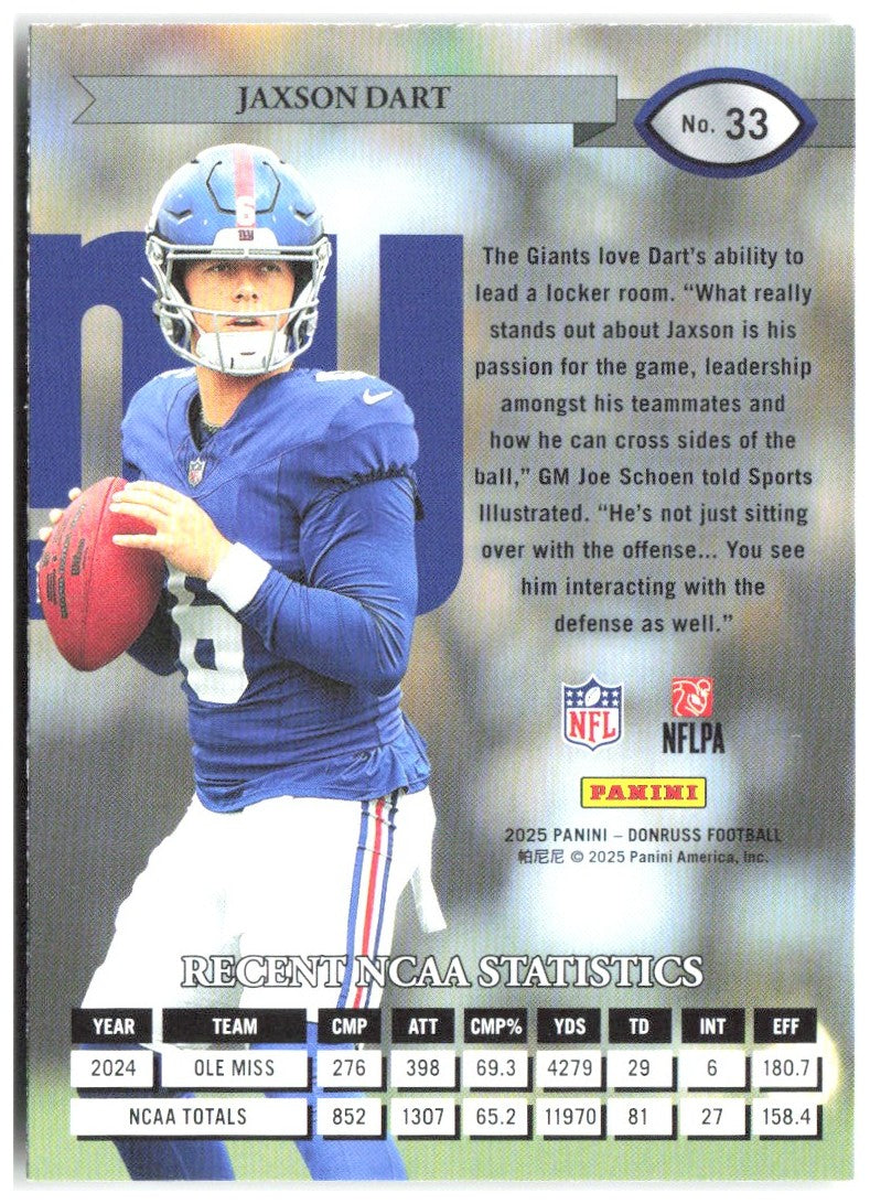 Jaxson Dart Donruss - Retro 1995 33 2025 New York Giants