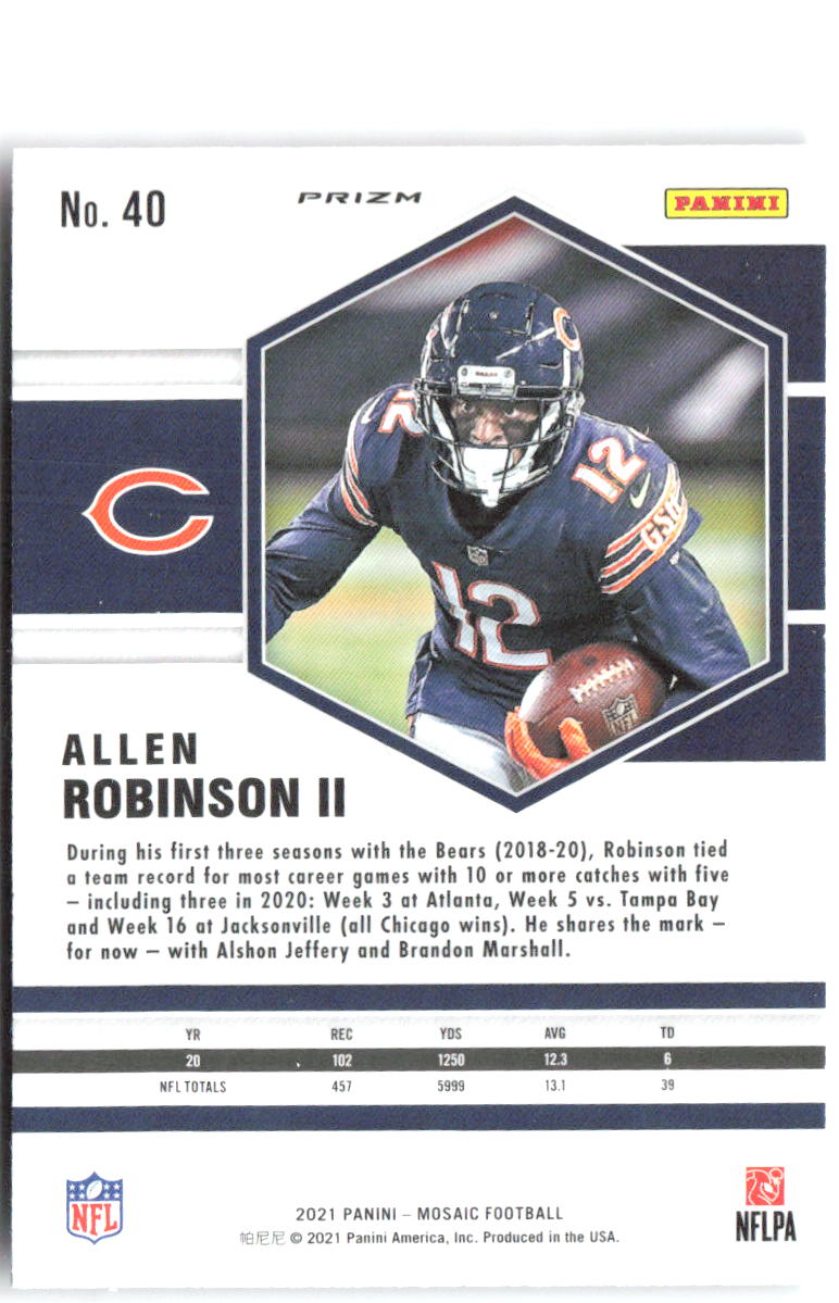 Allen Robinson II Panini Mosaic - Prizm Camo Pink 40 2021 Chicago Bears