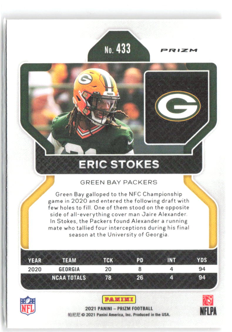 Eric Stokes Panini Prizm - Lazer 433 2021 Green Bay Packers