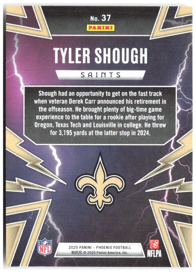 Tyler Shough Panini Phoenix - Thunderbirds 37 2025 New Orleans Saints