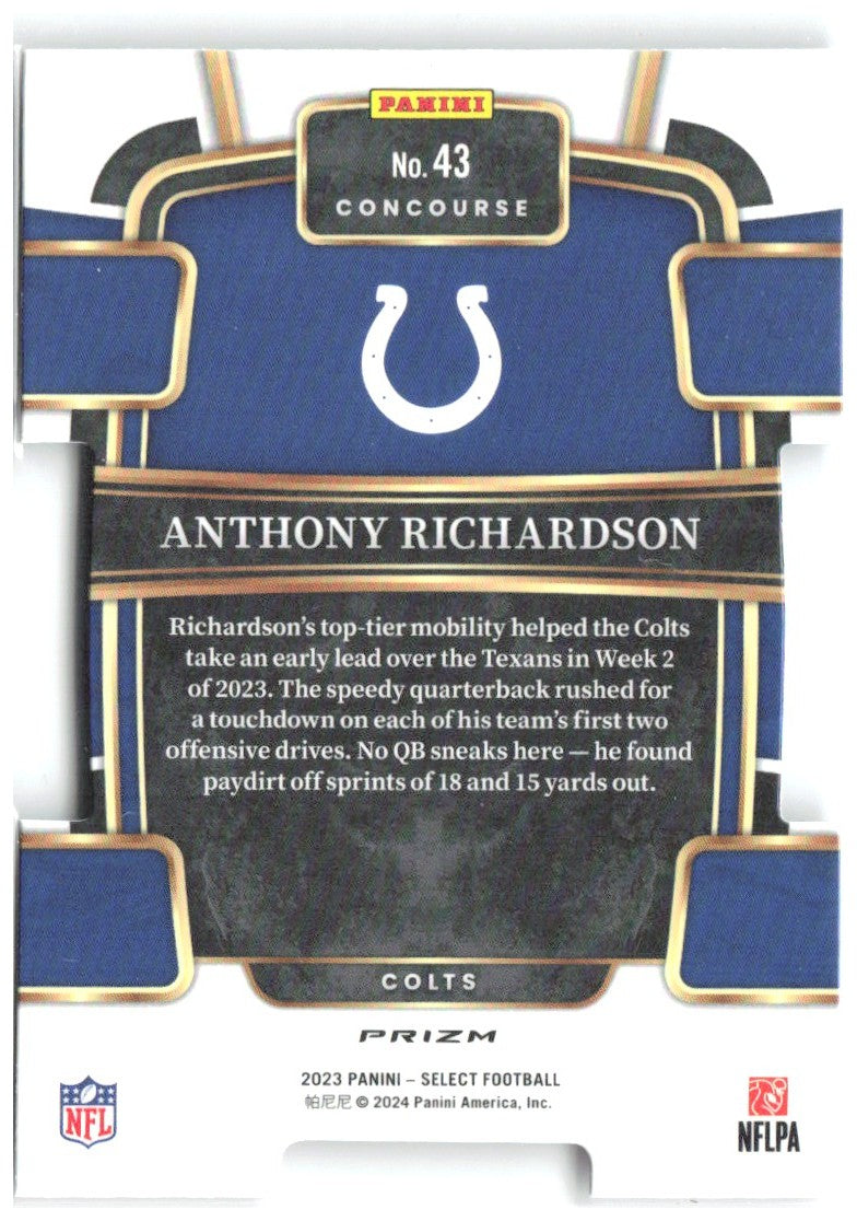 Anthony Richardson Panini Select - Black and Red Prizms Die Cuts 43 2023 Colts