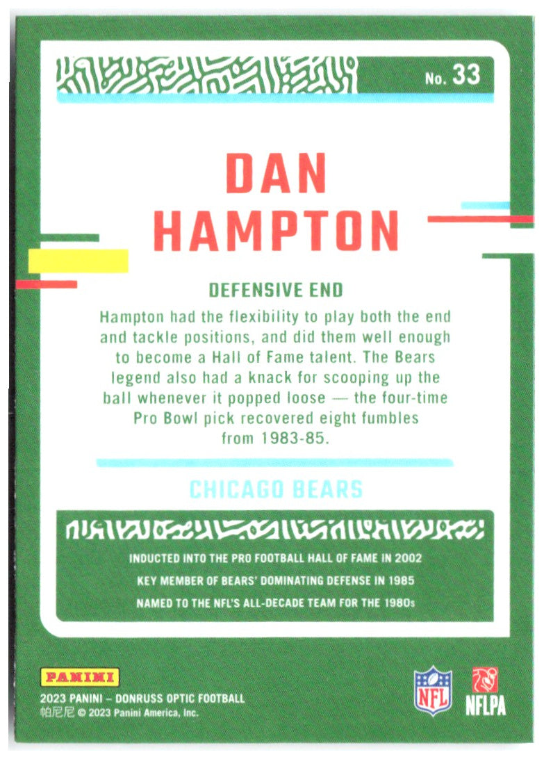 Dan Hampton Donruss Optic 33 2023 Chicago Bears