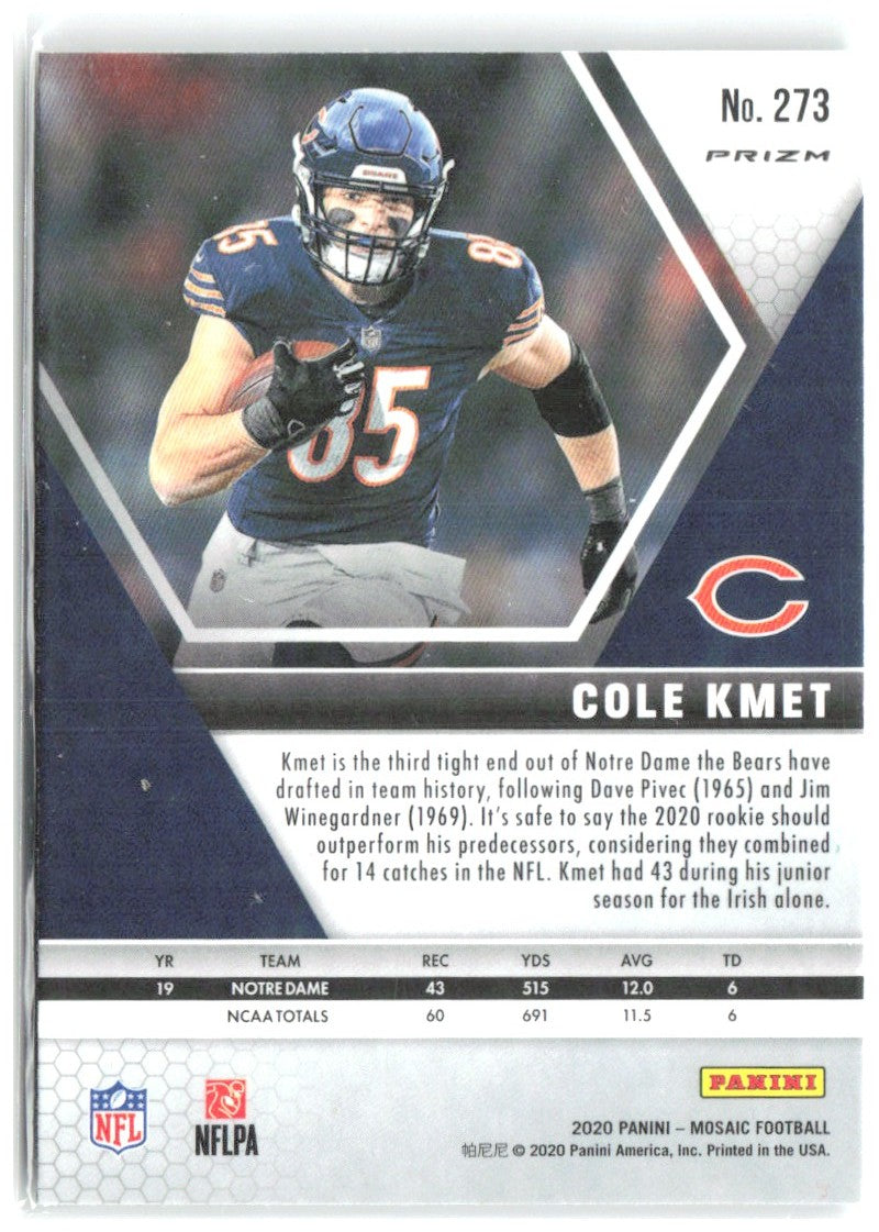 Cole Kmet Panini Mosaic - Prizm Green 273 2020 Chicago Bears