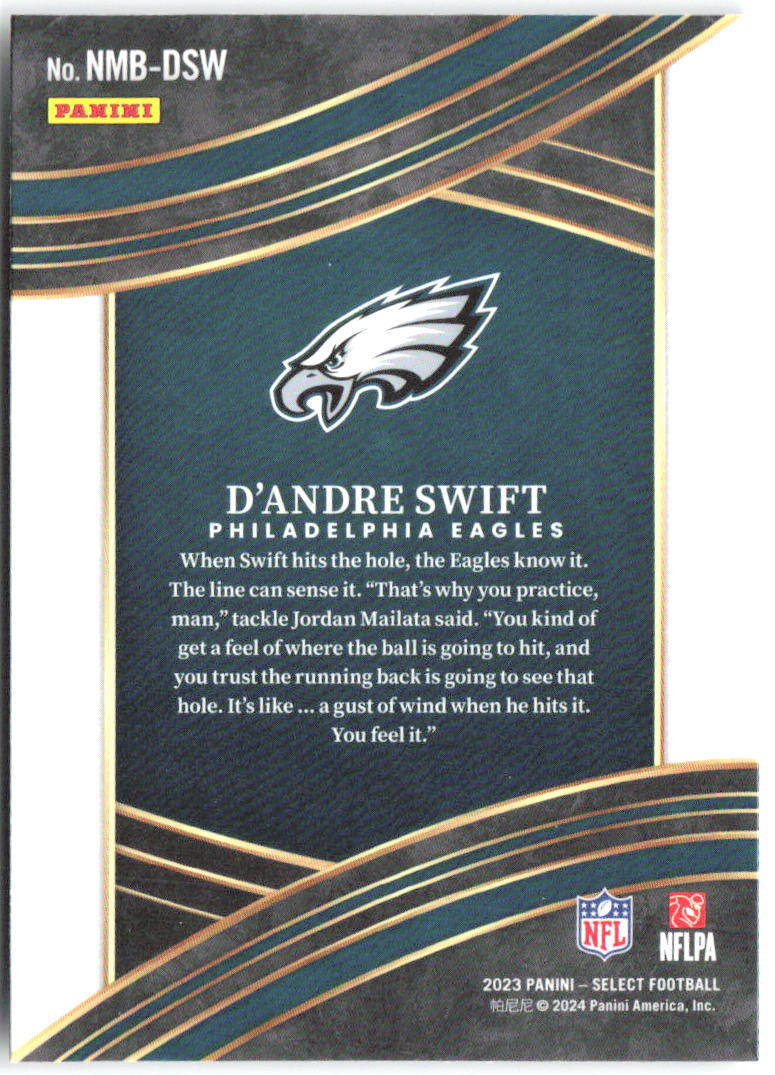 D'Andre Swift Panini Select - Numbers NMB-DSW 2023 Philadelphia Eagles