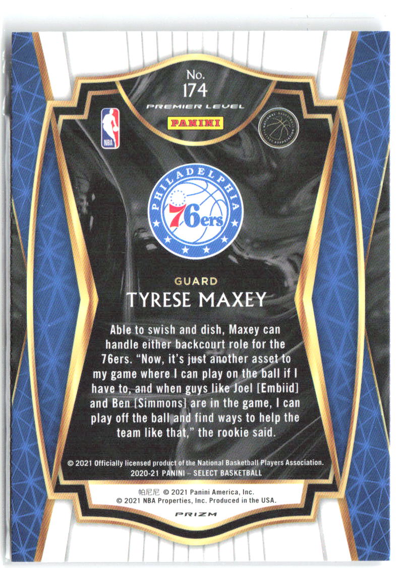 Tyrese Maxey Panini Select - Silver Prizms 174 2020-21 Philadelphia 76ers