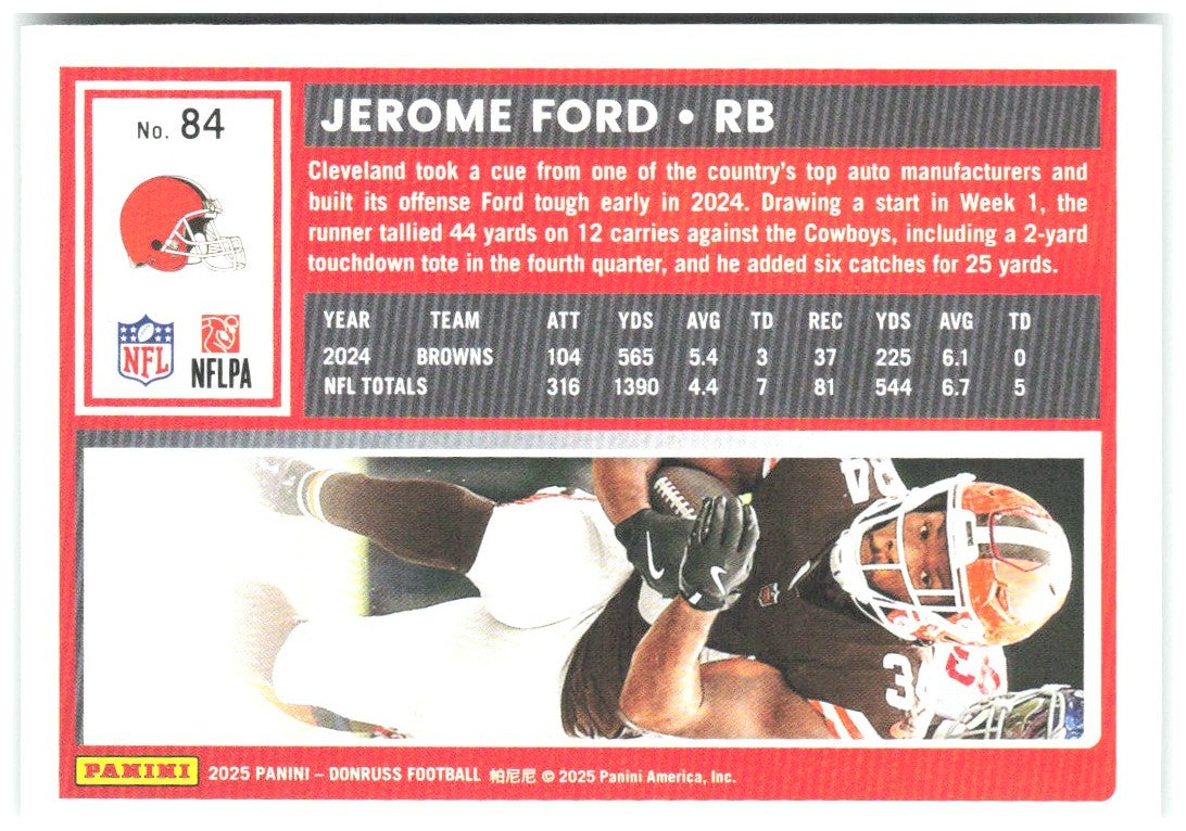 Jerome Ford Donruss - Press Proofs Green 84 2025 Cleveland Browns
