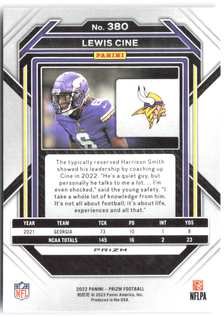 Lewis Cine Panini Prizm - Red White and Blue 380 2022 Minnesota Vikings