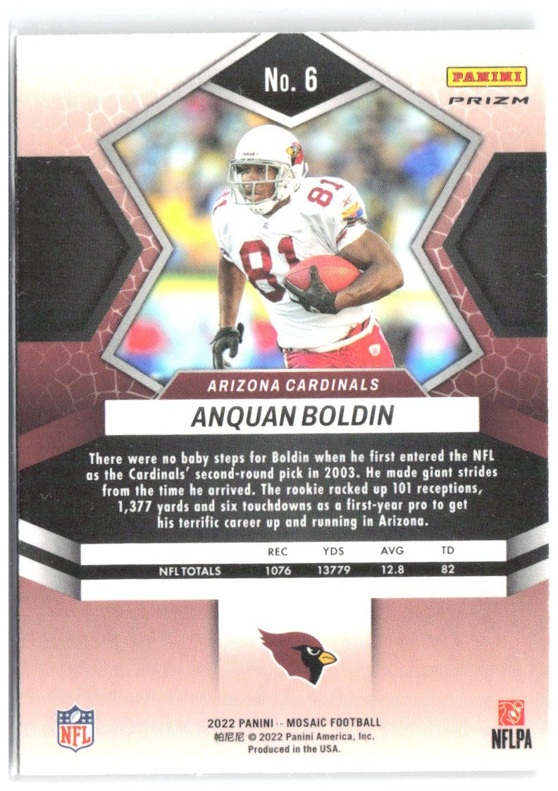 Anquan Boldin Panini Mosaic - Mosaic Green 6 2022 Arizona Cardinals