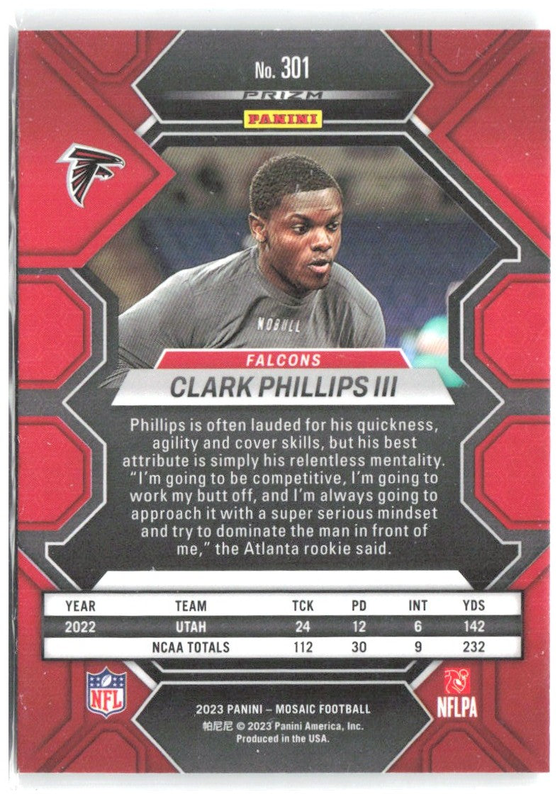 Clark Phillips III Panini Mosaic - Mosaic 301 2023 Atlanta Falcons