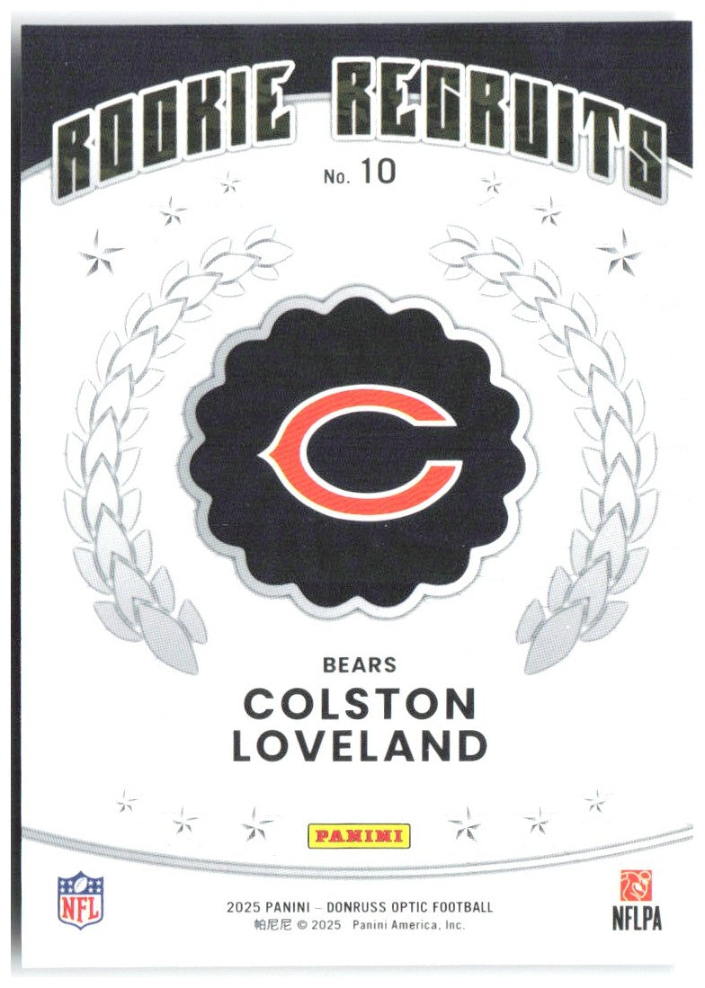 Colston Loveland Donruss Optic - Rookie Recruits 10 2025 Chicago Bears