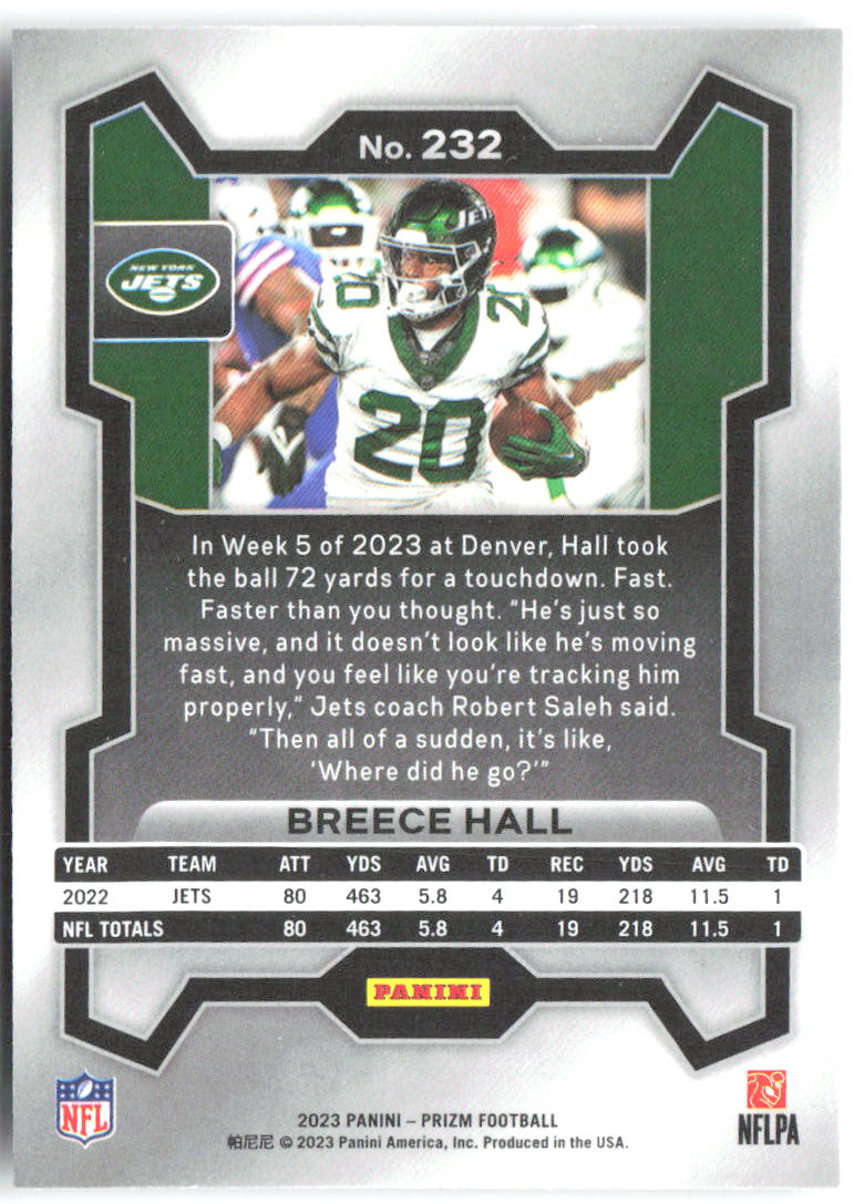 Breece Hall Panini Prizm 232 2023 New York Jets