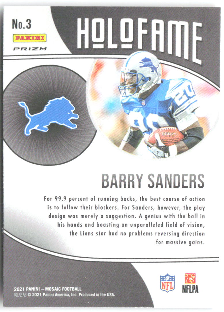 Barry Sanders Panini Mosaic - HoloFame Mosaic Green 3 2021 Detroit Lions