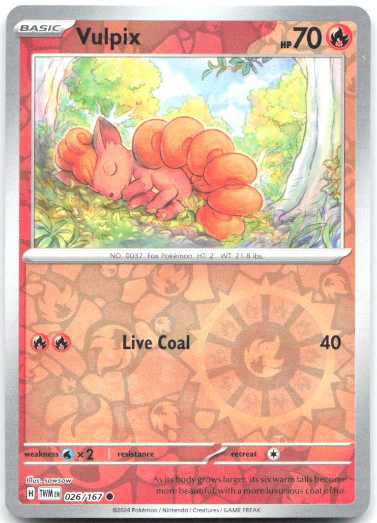 Vulpix Reverse Holo Common SV06 Twilight Masquerade 026/167 NM sowsow
