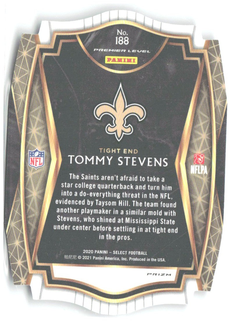 Tommy Stevens Panini Select - Purple Prizm Die Cut 188 2020 New Orleans Saints