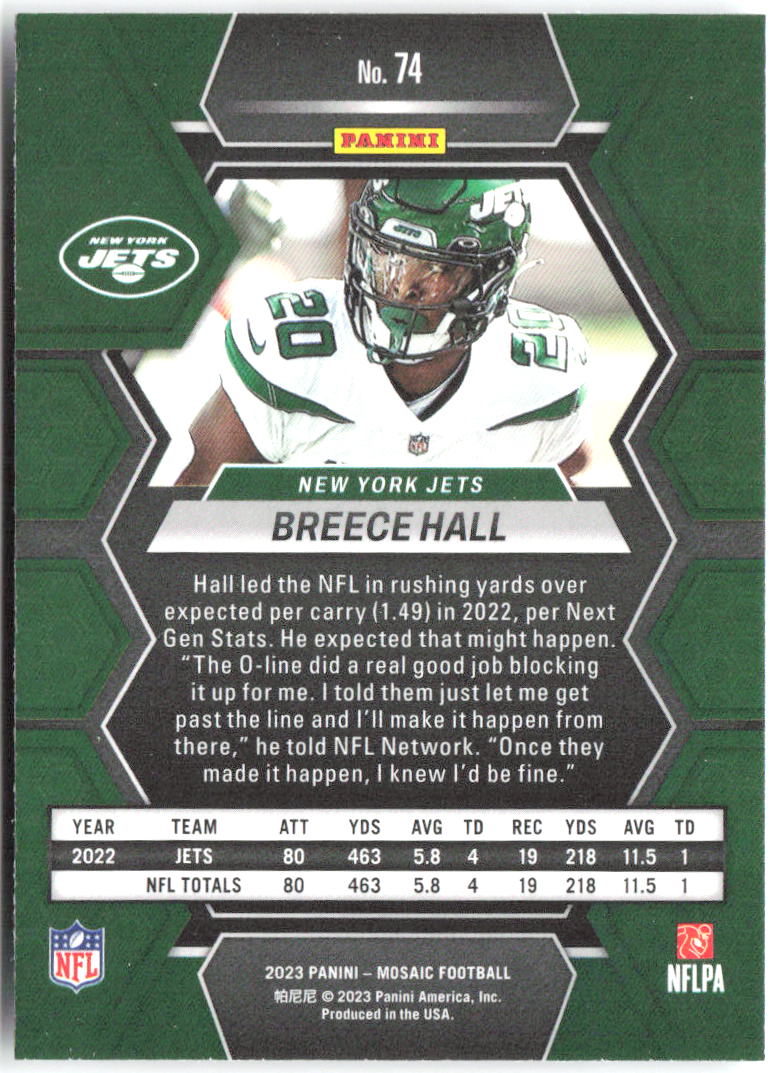 Breece Hall Panini Mosaic 74 2023 New York Jets