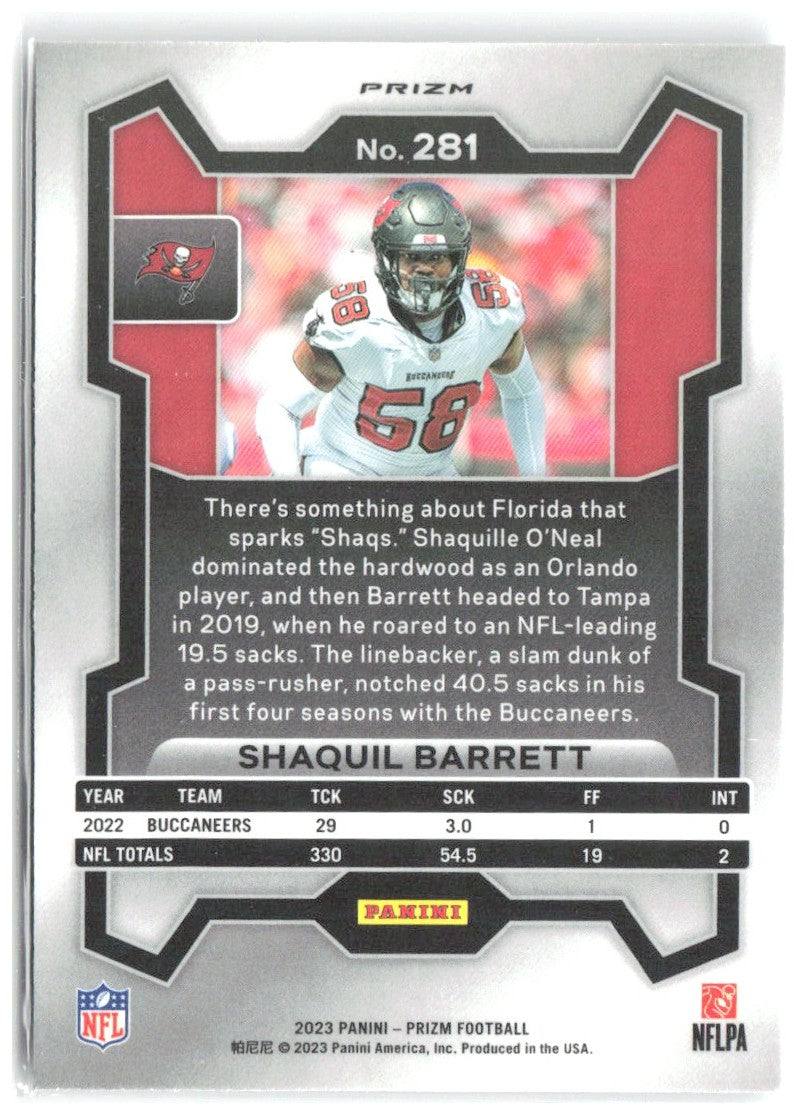 Shaquil Barrett Panini Prizm - Silver 281 2023 Tampa Bay Buccaneers