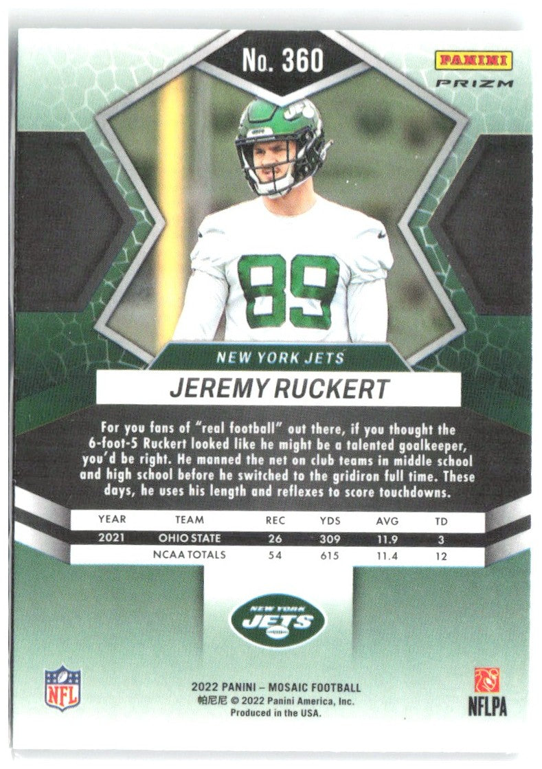 Jeremy Ruckert Panini Mosaic - Mosaic Green 360 2022 New York Jets