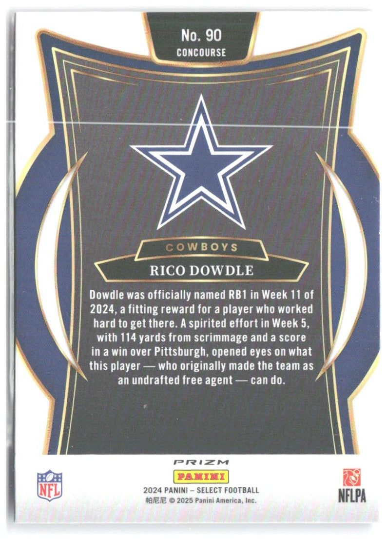 Rico Dowdle Panini Select - Red & Blue Prizm Shock 90 2024 Dallas Cowboys