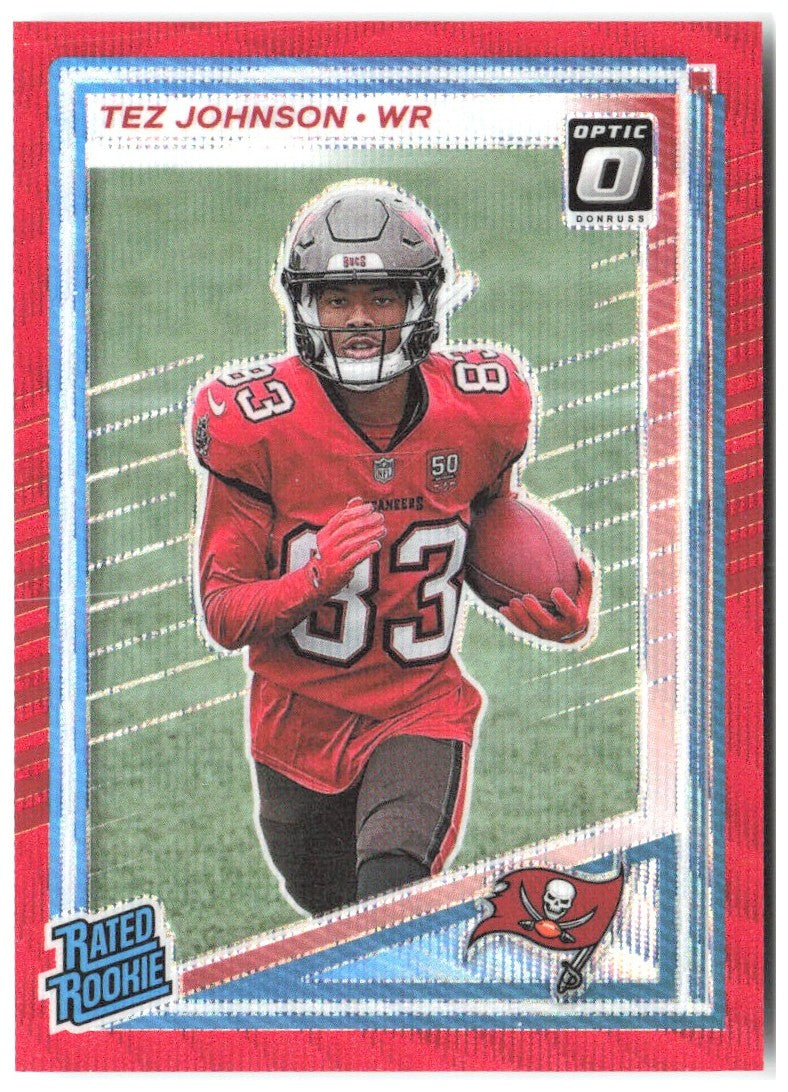 Tez Johnson Donruss - Optic Rated Rookies Red Wave 313 2025 Tampa Bay Buccaneers