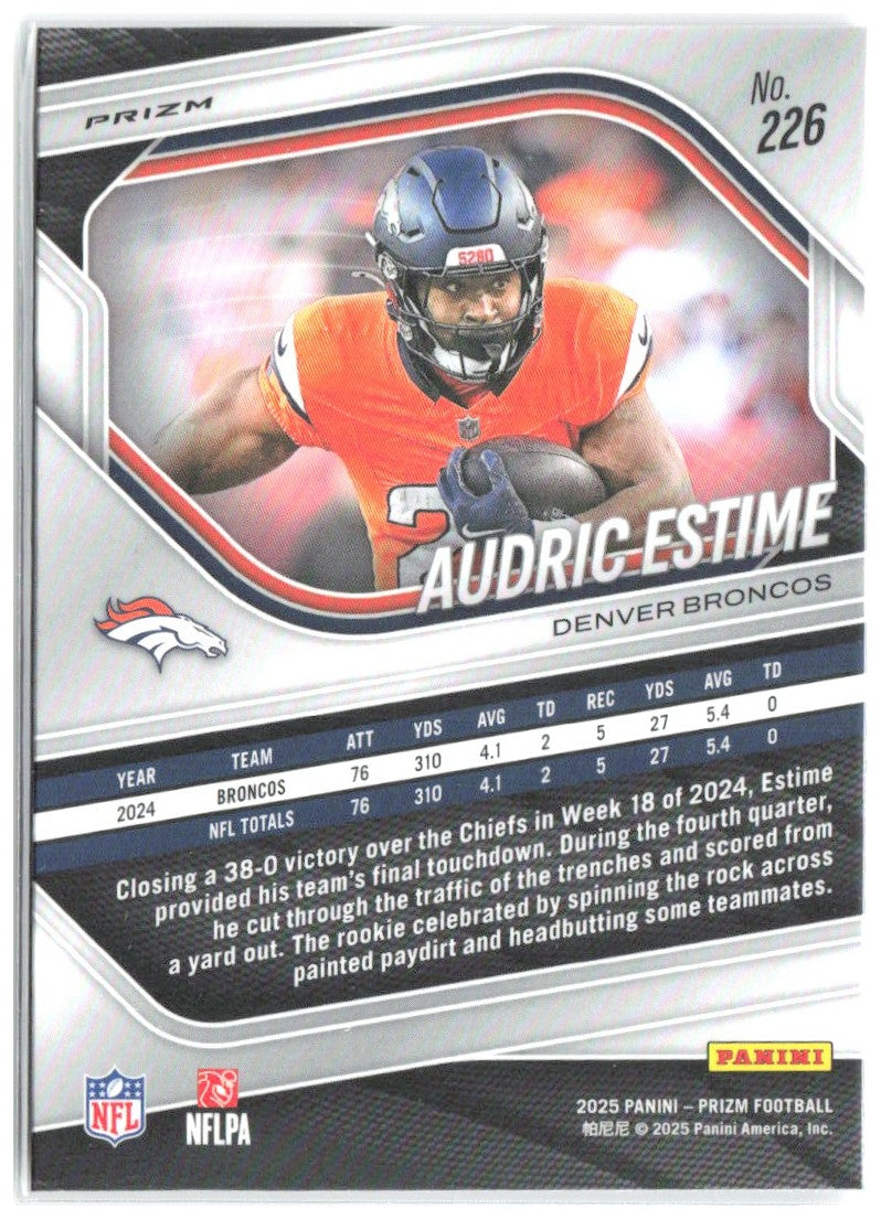 Audric Estime Panini Prizm - Lazer 226 2025 Denver Broncos
